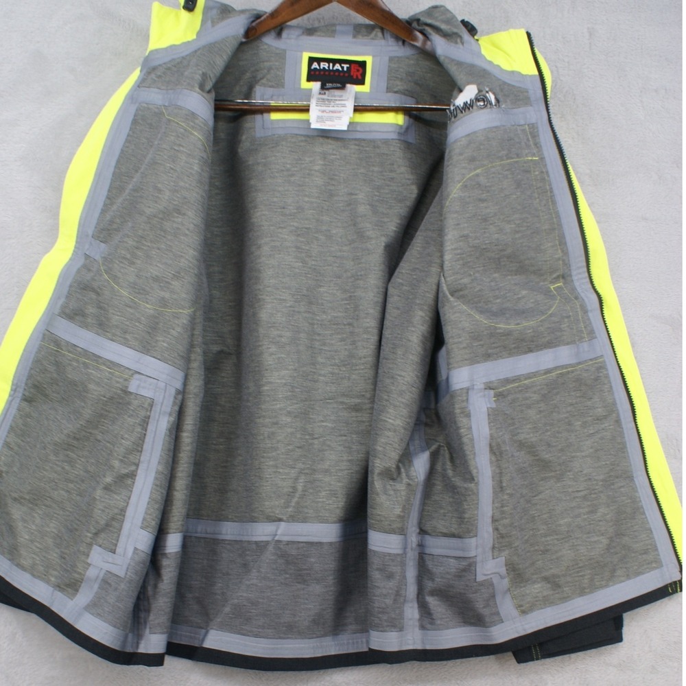 Ariat Work Men XXL FR Hi-Vis Hooded H2O Jacket Yellow Waterproof CAT 2 10041788 - Picture 9 of 16